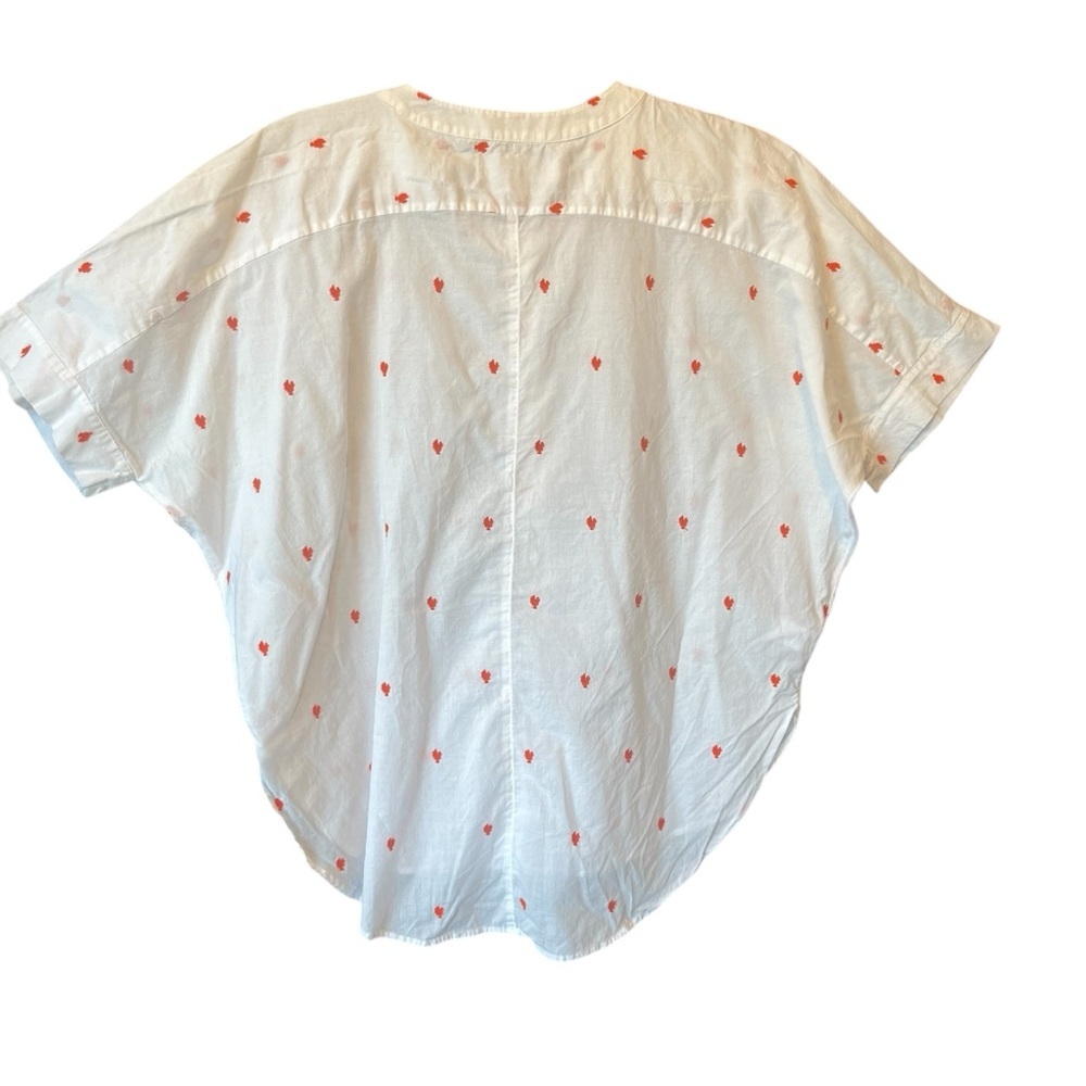 Ann Taylor Loft Rooster blouse M White Relaxed Popover Lightweight cotton top - Picture 2 of 8